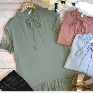 NWOT Sky Blue boutique top size large